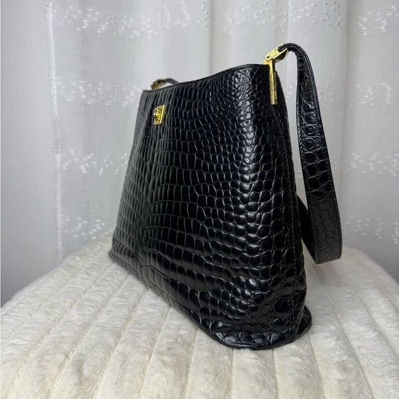 CROC EMBOSSED VERSACE SHOULDER BAG - Picture 2 of 10